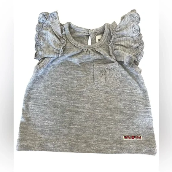 Hudson Grey Ruffle Top 9months - Picture 1 of 5